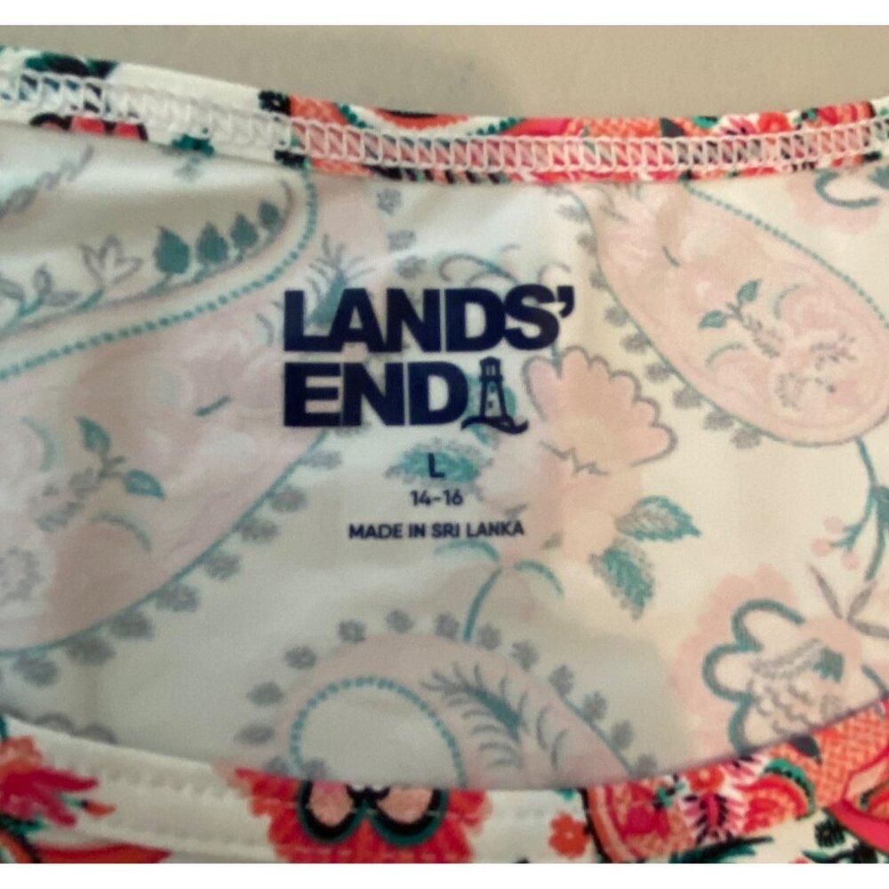 2 Lands End Long Sleeve Swim Tops Large14-16 Paisley Floral - Picture 2 of 8